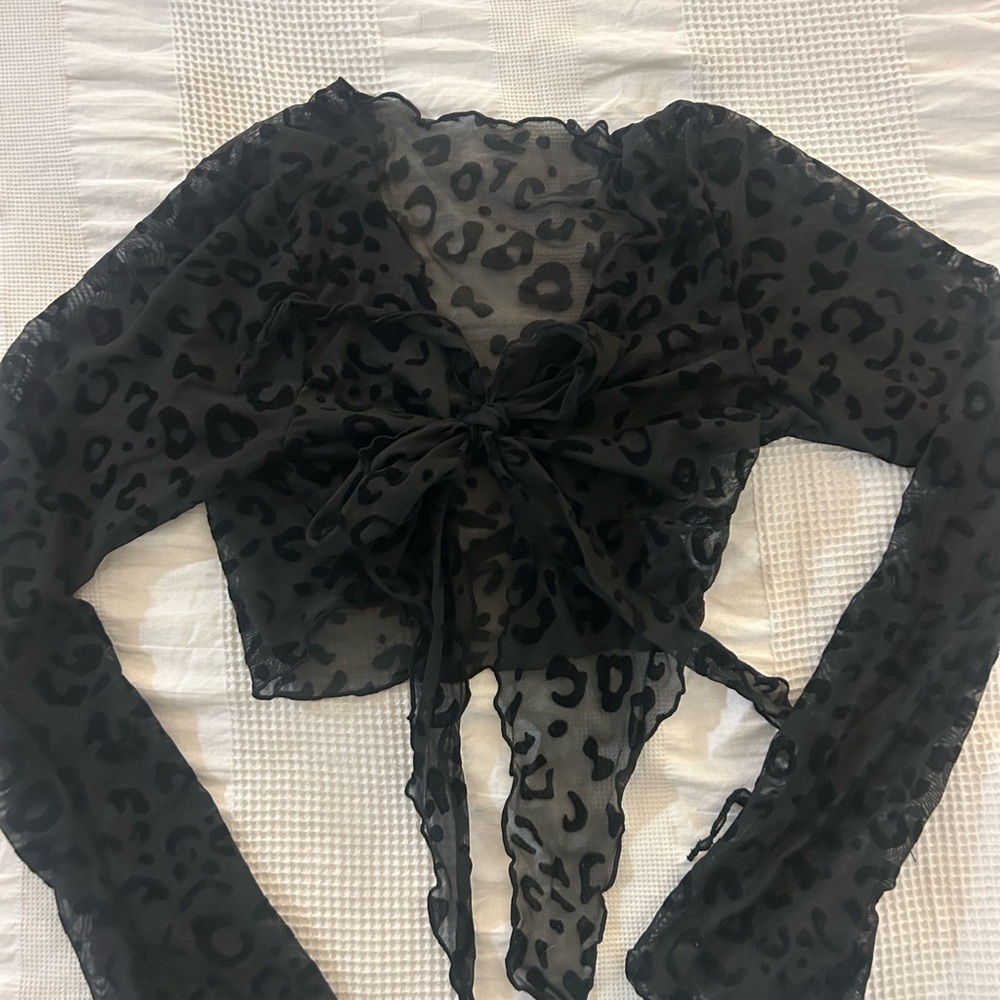 Sheer Black Leopard Print Blouse